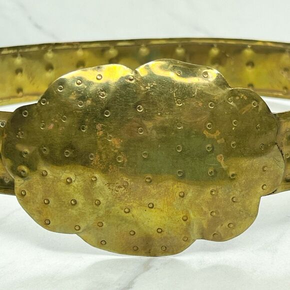 Vintage Handmade Gold Tone Hammered Belt ✨ - Picture 2 of 12